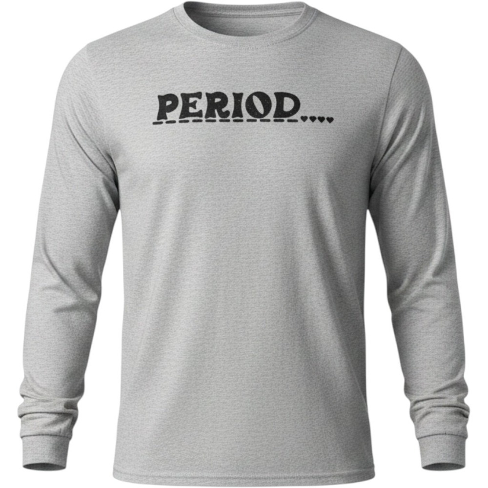 Gildan Ultra Cotton Adult/Mens Large Gray "PERIOD." Graphic Long Sleeve T-Shirt